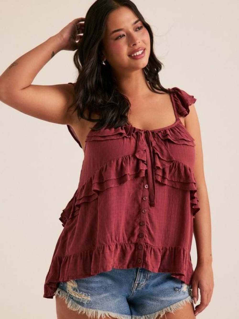 Festi Sleeveless Tie-Neck Top in Applebutter - Picture 2 of 11